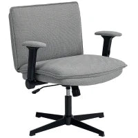 Sedia da ufficio con braccioli reclinabili, in tessuto effetto lino, regolabile in altezza, con base in acciaio, Grigio