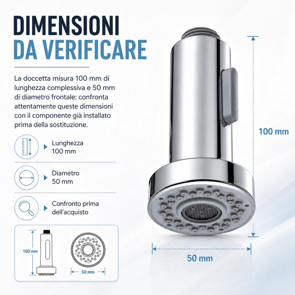 Doccetta Ricambio Miscelatore Cucina 2 Getti 1/2" 100x50 mm Cromata 59220