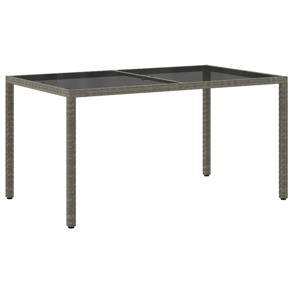 Tavolo Giardino 150x90x75cm Vetro Temperato e Polyrattan Grigio cod mxl 35625