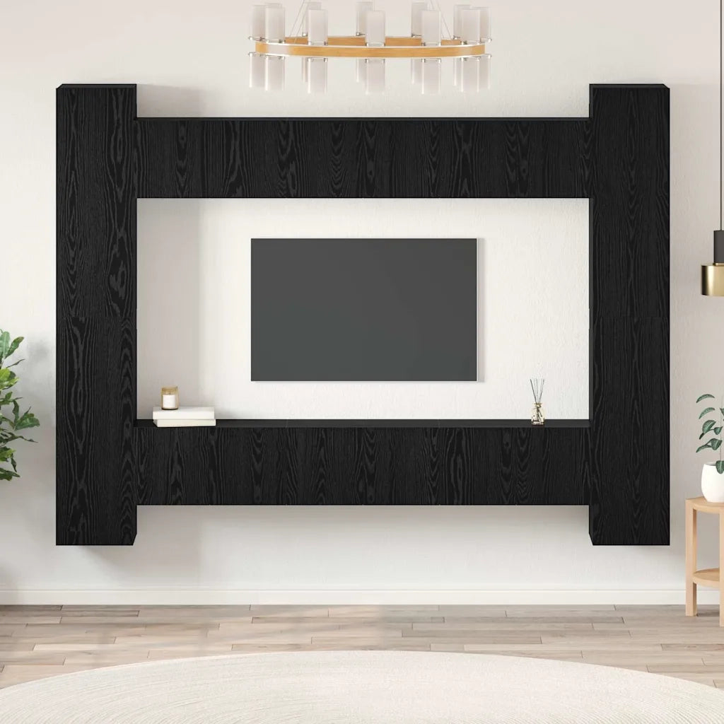 vidaXL Set mobile TV 10 pcs Rovere nero Media 30.5 x 30 x 90 cm