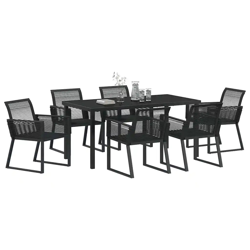 Set da Pranzo per Giardino 7 pcs Nero