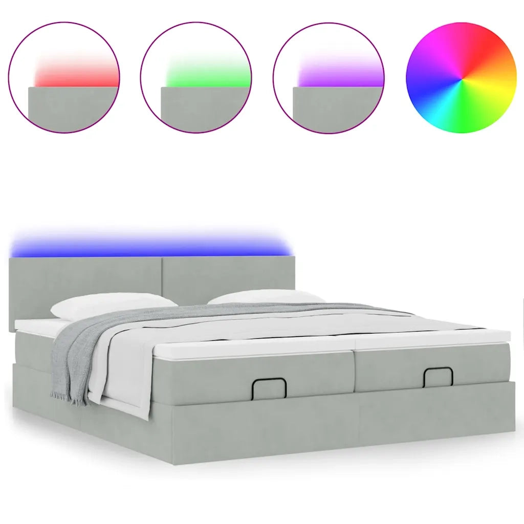 Struttura Letto Pouf con Materassi 200x200 cm Velluto