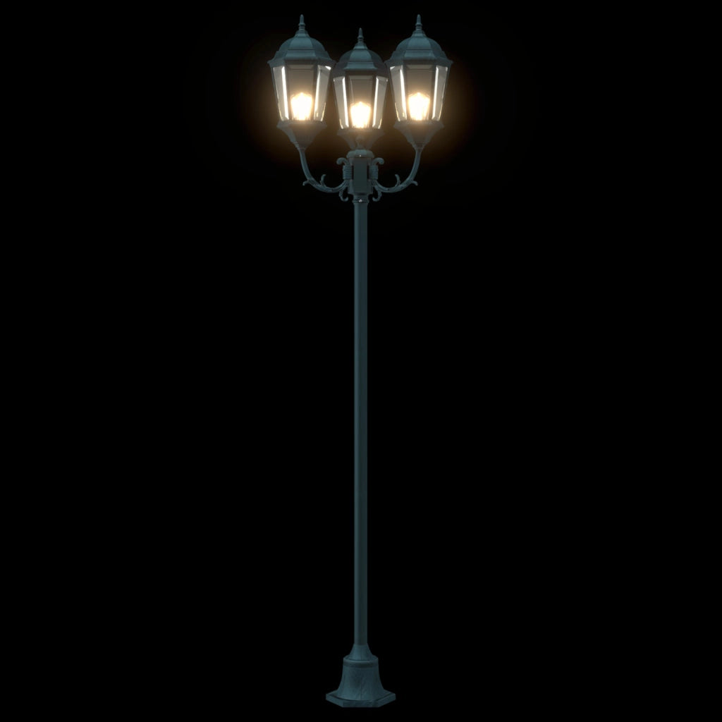 Palo per Giardino  con 3 Lampade E27 Verde 220 cm Alluminio
