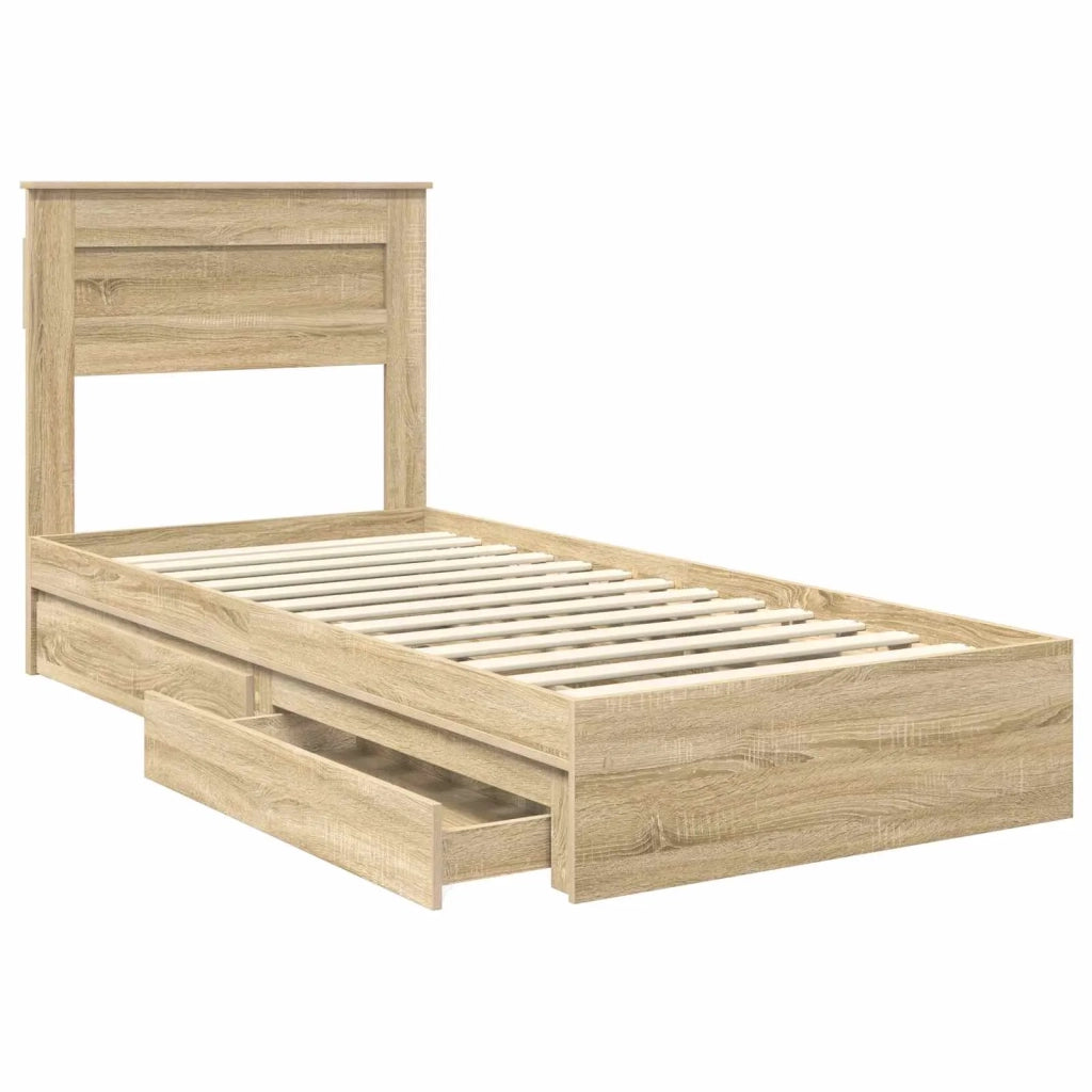 Letto con Contenitore con testiera Rovere Sonoma 100 x 200 cm