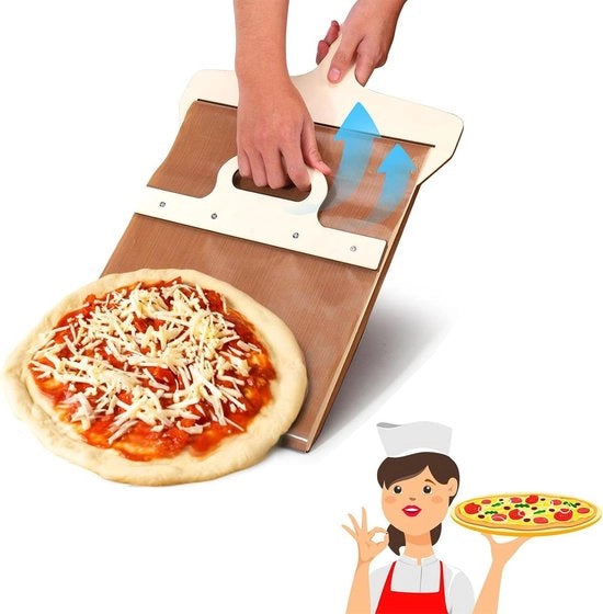 Spiedino per pizza, spiedino per pizza estensibile, spiedino per pizza con manico (40 x 30 cm), spiedino per pizza con superficie antiscivolo per la cottura della pizza e del pane.