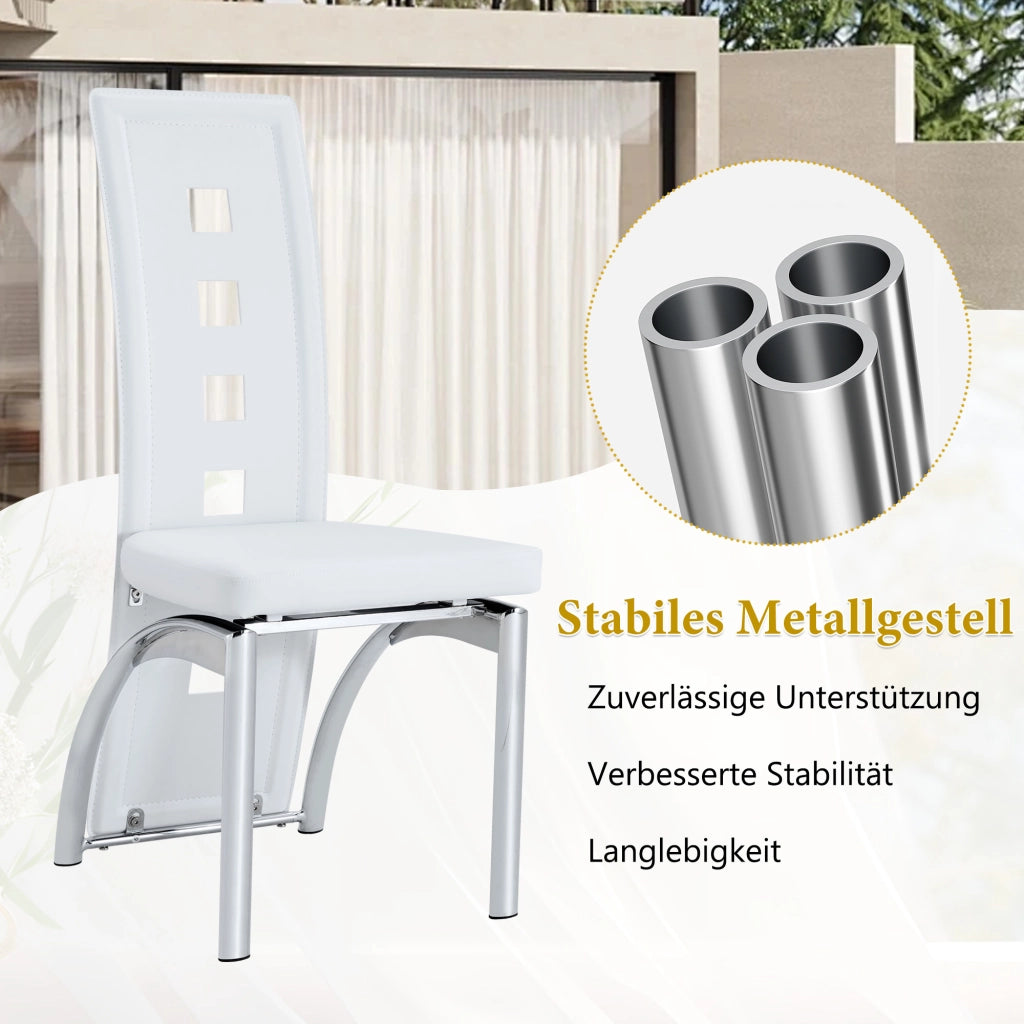 SEDIA da pranzo Set da 2 pezzi 102,5 cm PU bianco e metallo argento