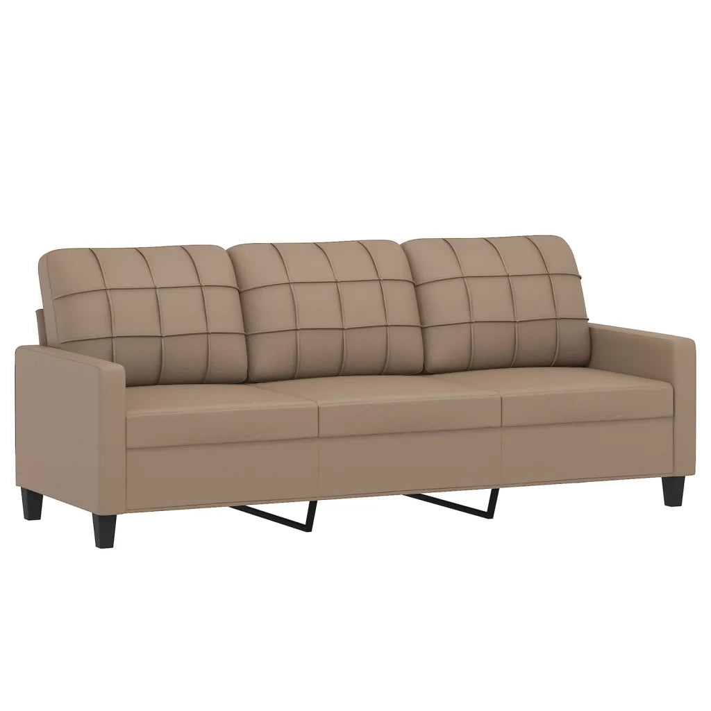 Divano a 3 Posti con Cuscini Cappuccino 180 cm in Similpelle 3200812