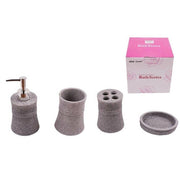 Trade Shop - Set 4 Accessori Bagno Ss0035 In Ceramica Porta Sapone Porta Spazzolino Dispenser -