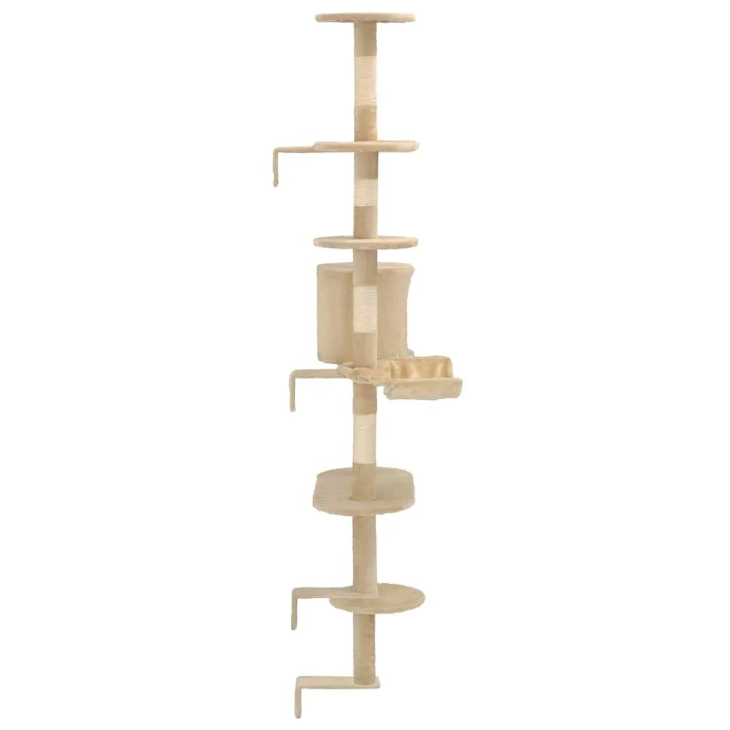 Tiragraffi albero per gatti cuccia per gatti giocattolo peluche sisal montaggio a parete 194 cm beige 3702056