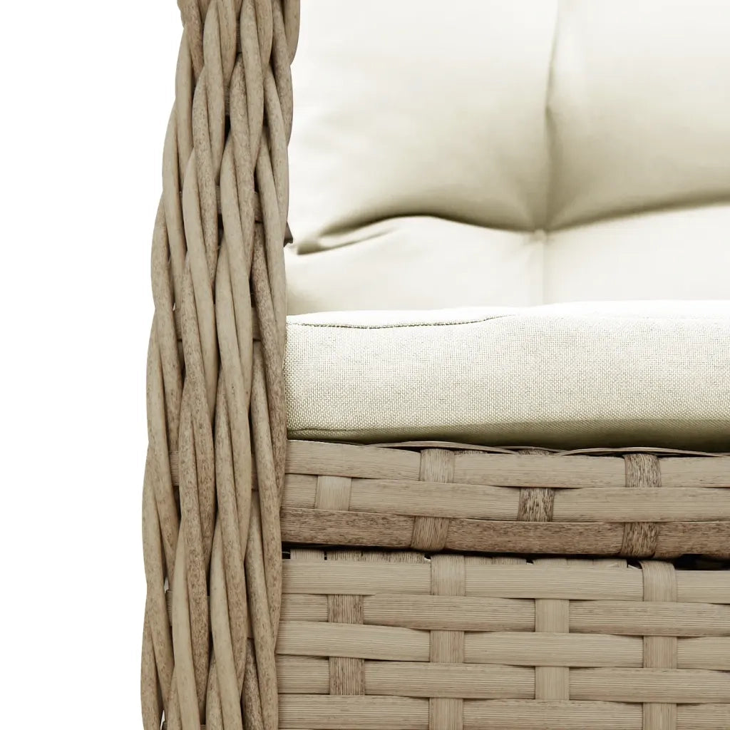 Set da Pranzo da Giardino 7 pz con Cuscini Beige in Polyrattan