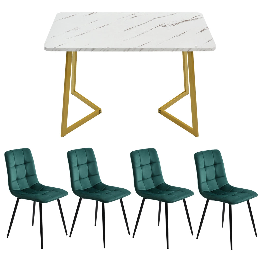 Set tavolo da pranzo con 4 sedie moderno; MDF; verde