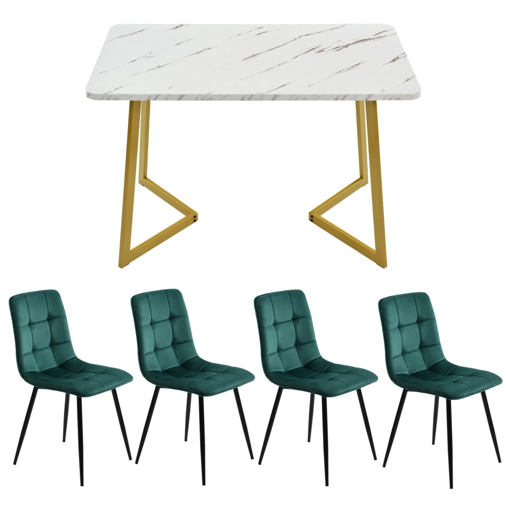 Set tavolo da pranzo con 4 sedie moderno; MDF; verde