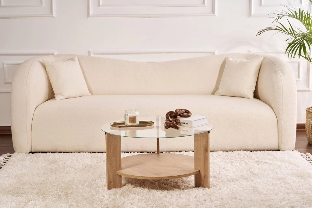 Tavolo basso in legno "Clara" - 75 x 75 x 40 cm - Chêne Saphir Trasparente