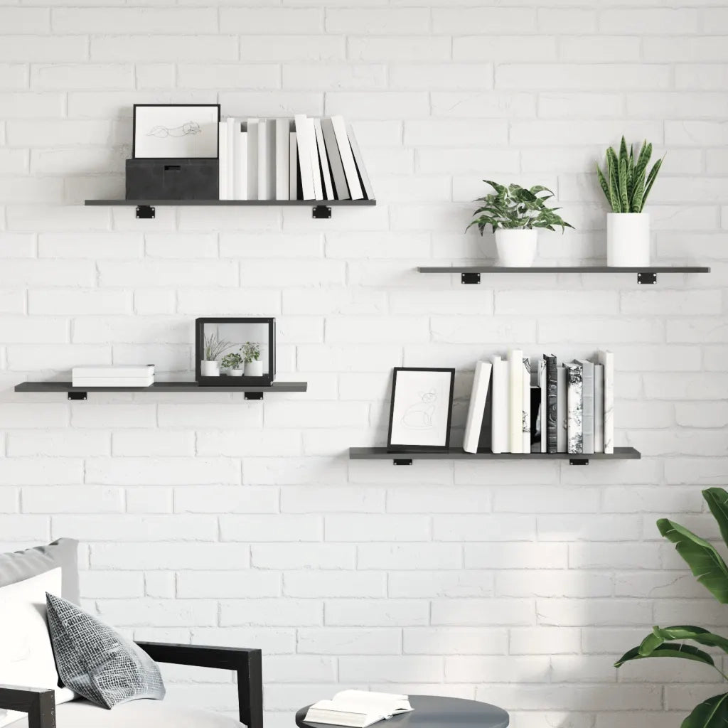 Ripiani per Libreria 8pz Grigio Lucido 80x20x1,5cm Multistrato 805313