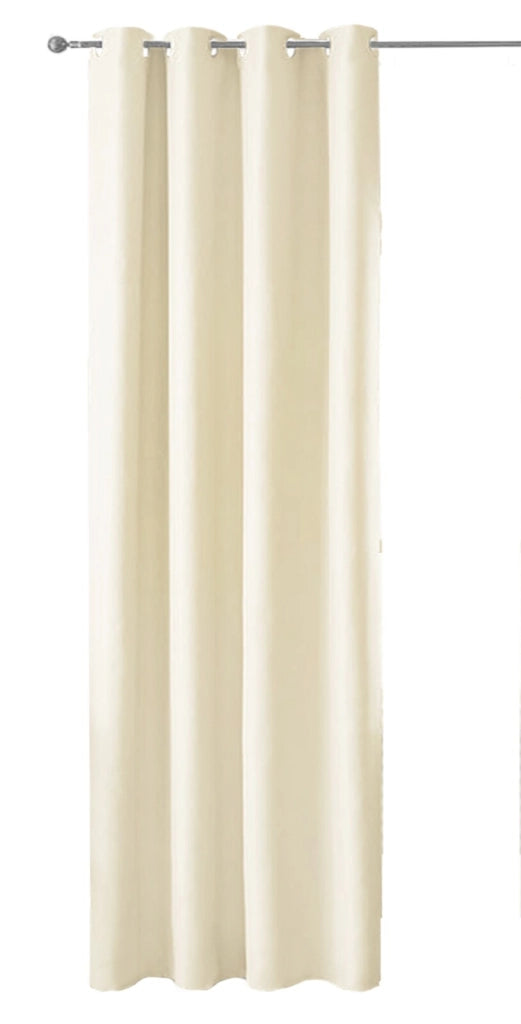 Tenda Porta Finestra 140x280 Cm Raso Sintetico 1 Pannello Coprente Occhielli Acciaio Beige
