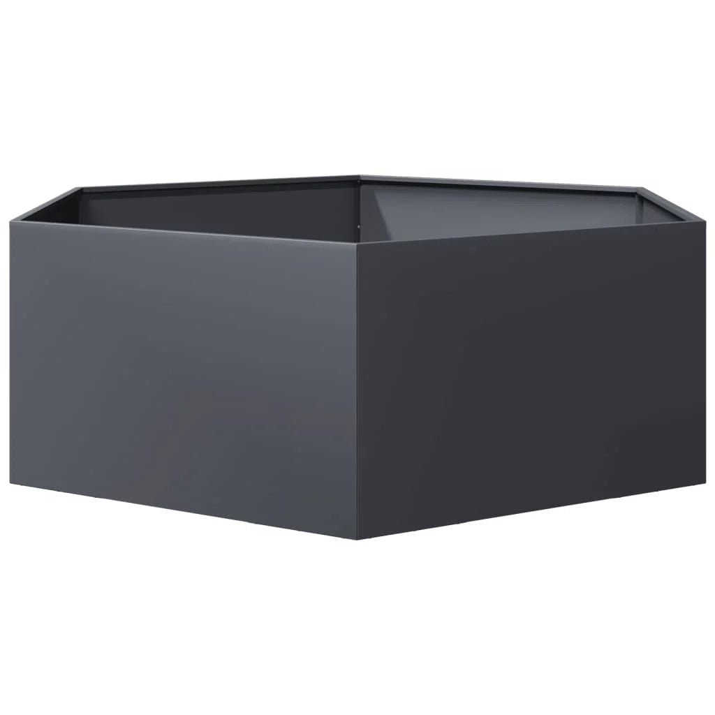 Fioriera/aiuola esagonale per piante fiori terrazza giardino 138 x 120 x 45 cm acciaio antracite 02_0038636