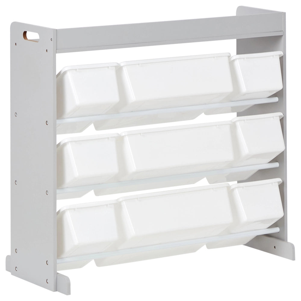 Scaffale con 9 contenitori Cassetti Grigio e Bianco MDF Plastica Unico Camera dei bambini Storage Design Moderno