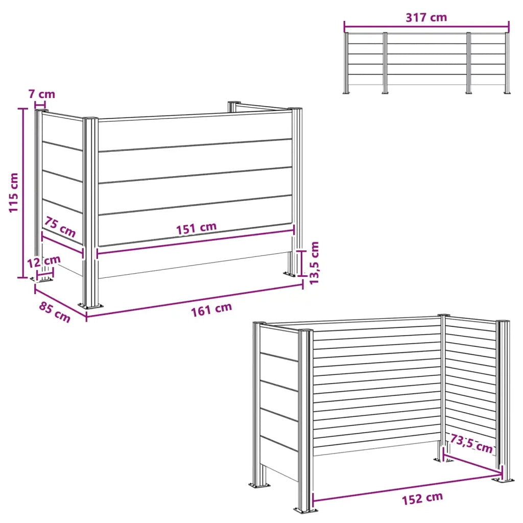 Recinzione Contenitore per Rifiuti Marrone 161 x 85 x 115 cm