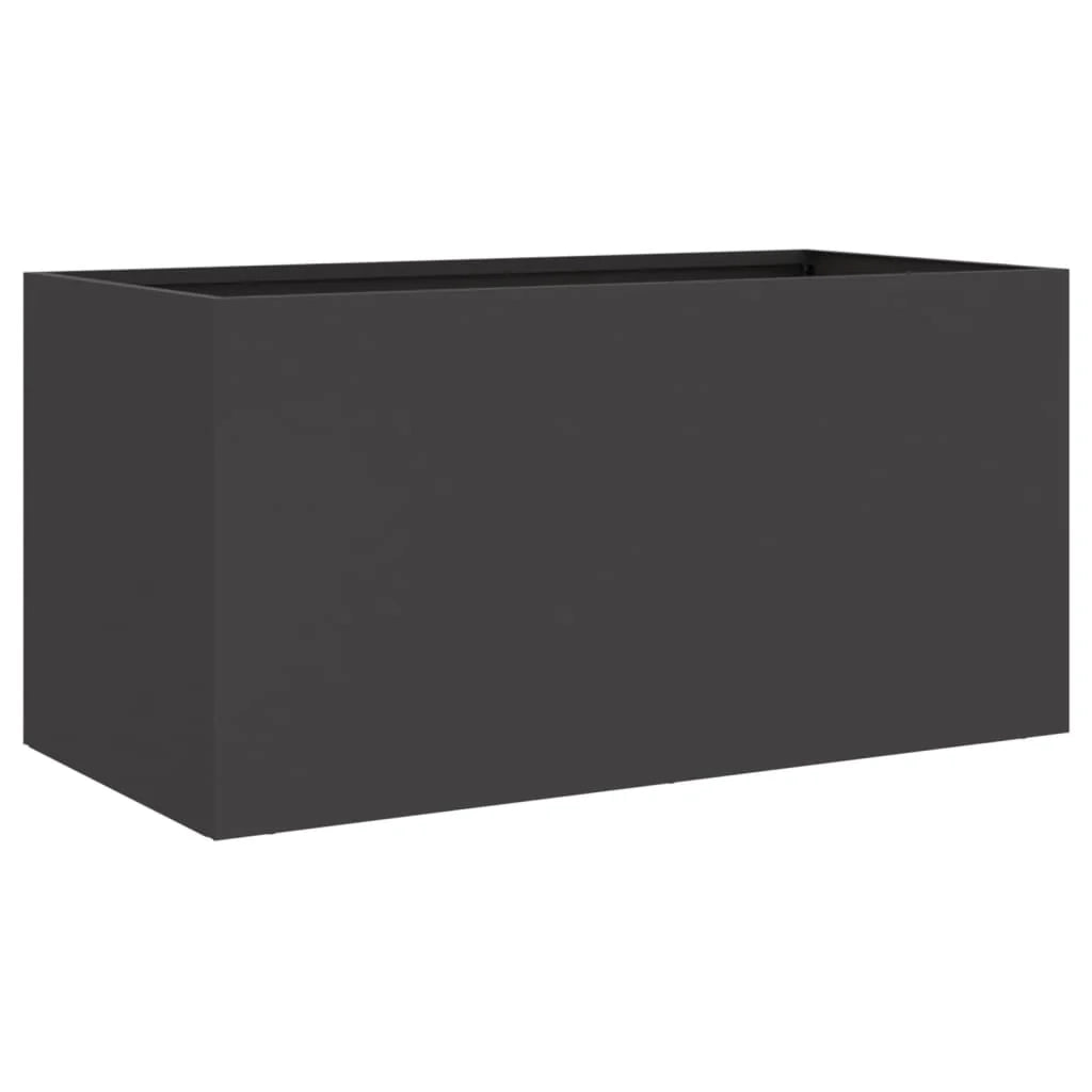 Fioriera rialzata per piante fiori terrazza giardino 62 x 30 x 29 cm acciaio nero 02_0037739