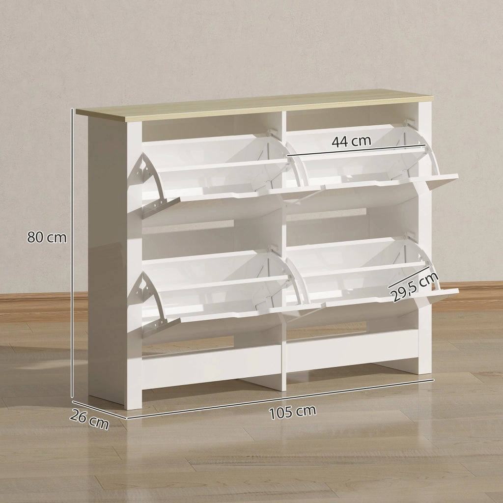Scarpiera con cassetti e ripiani ¨C zephmum ¨C 105x26x80 bianco e rovere