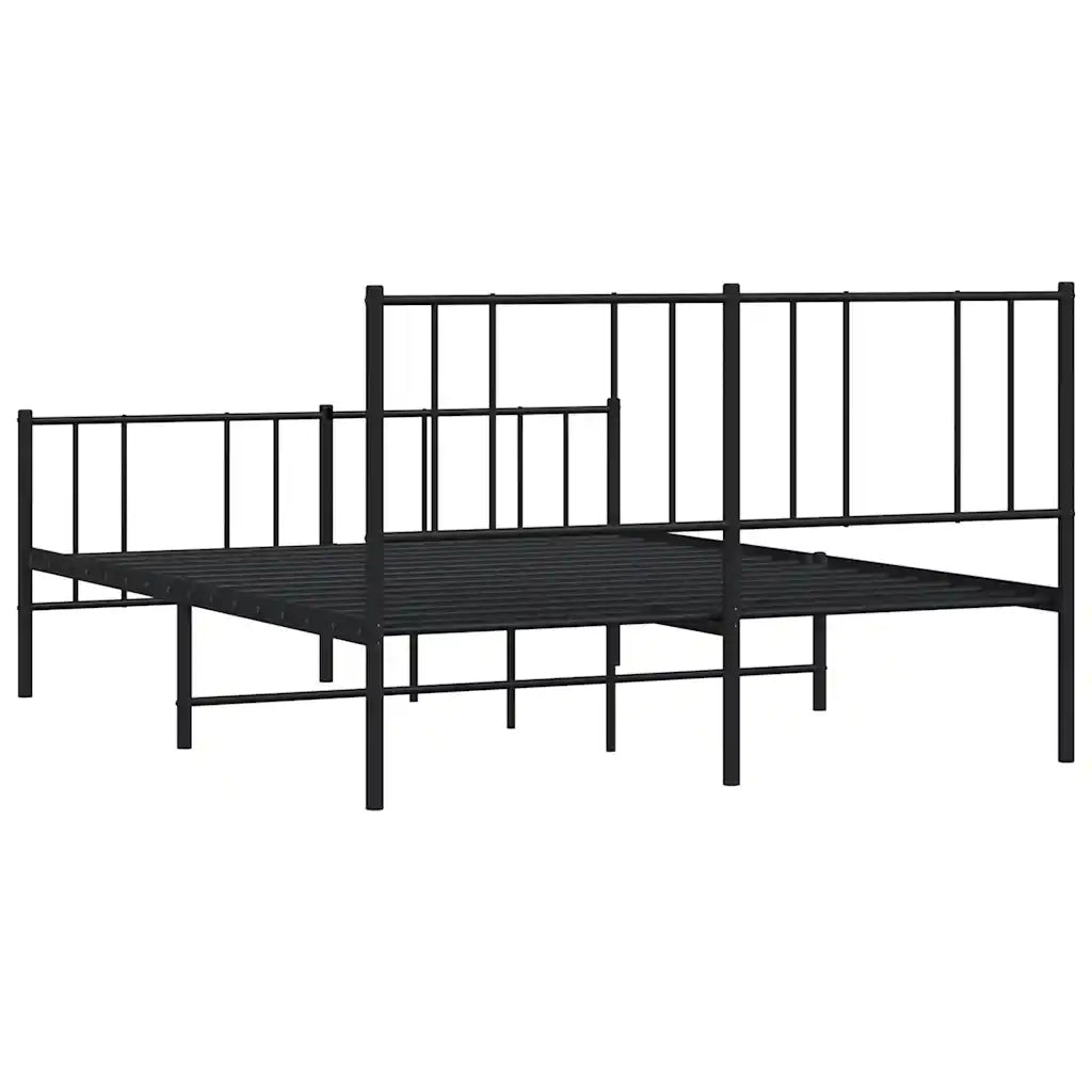 Giroletto senza Materasso con Pediera-Struttura Letto in Metallo Nero 160x200 cm 138538