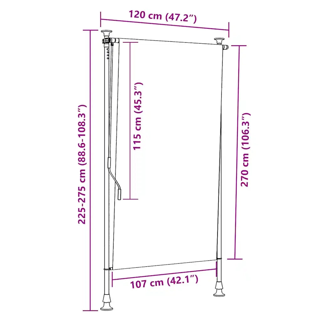 Tenda a Rullo per Esterni-Tenda da sole avvolgibile 120x270 cm Crema