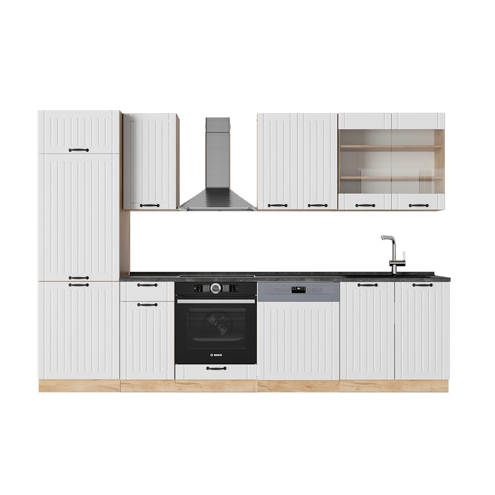 Vicco Cucina componibile Bianco casa di campagna 300 cm senza piano di lavoro