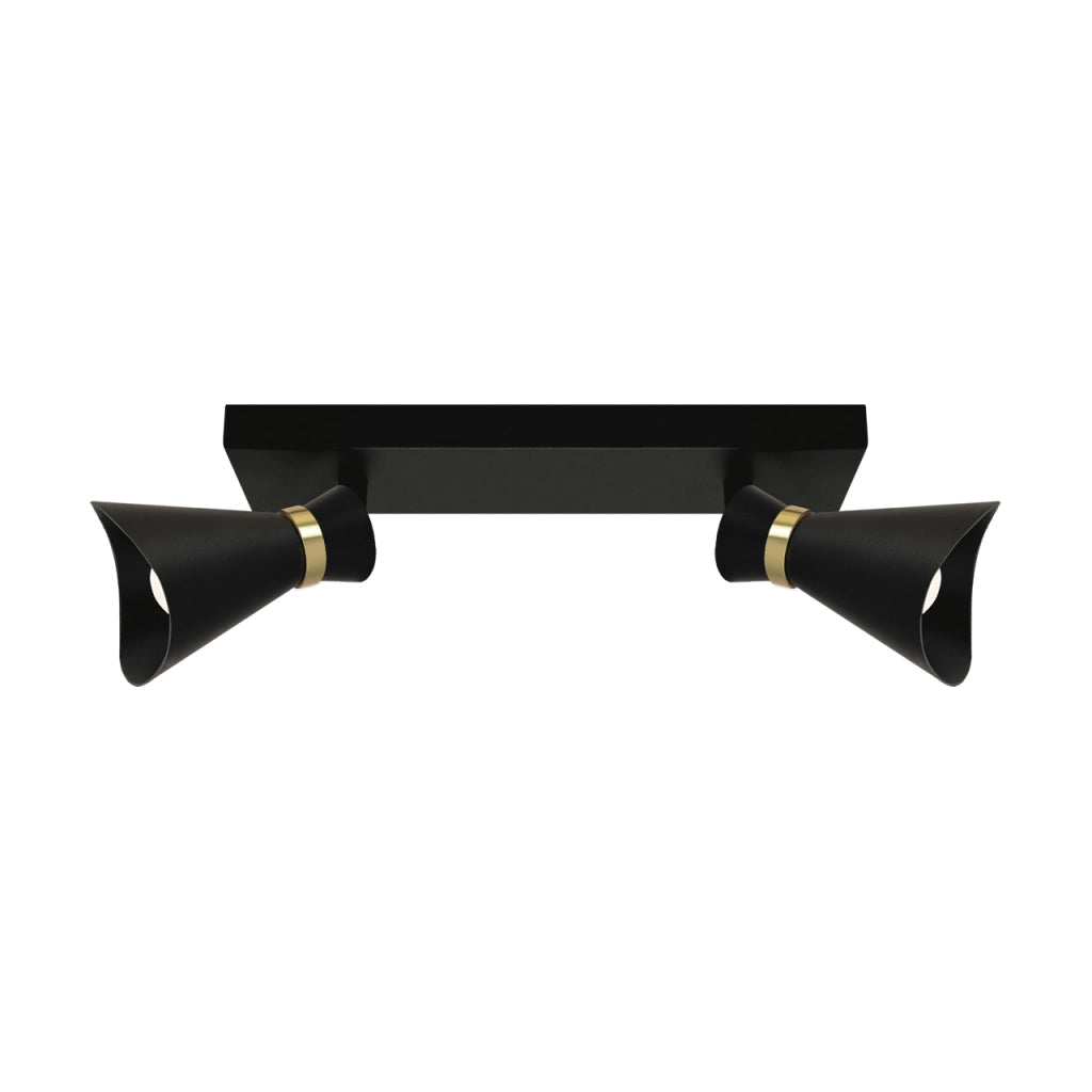 Plafoniera rettangolare nera-oro 2 luci E14 Loreta