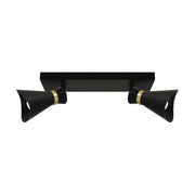 Plafoniera rettangolare nera-oro 2 luci E14 Loreta
