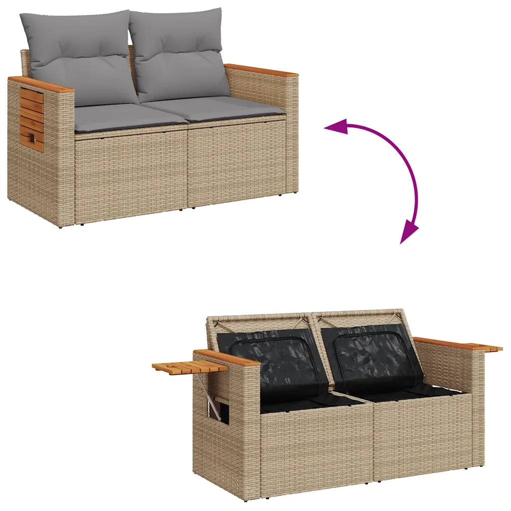 Set Divano da Giardino 4 pz con Cuscini Beige in Polyrattan 3325951