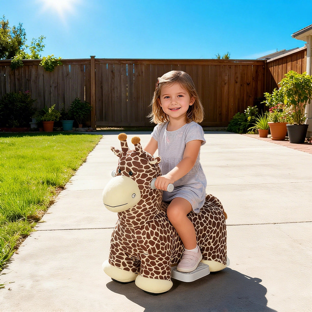 Giraffa a Dondolo per Bambini ¨C Zephmum ¨C Batteria, Musica, Tessuto Lavabile, Marrone
