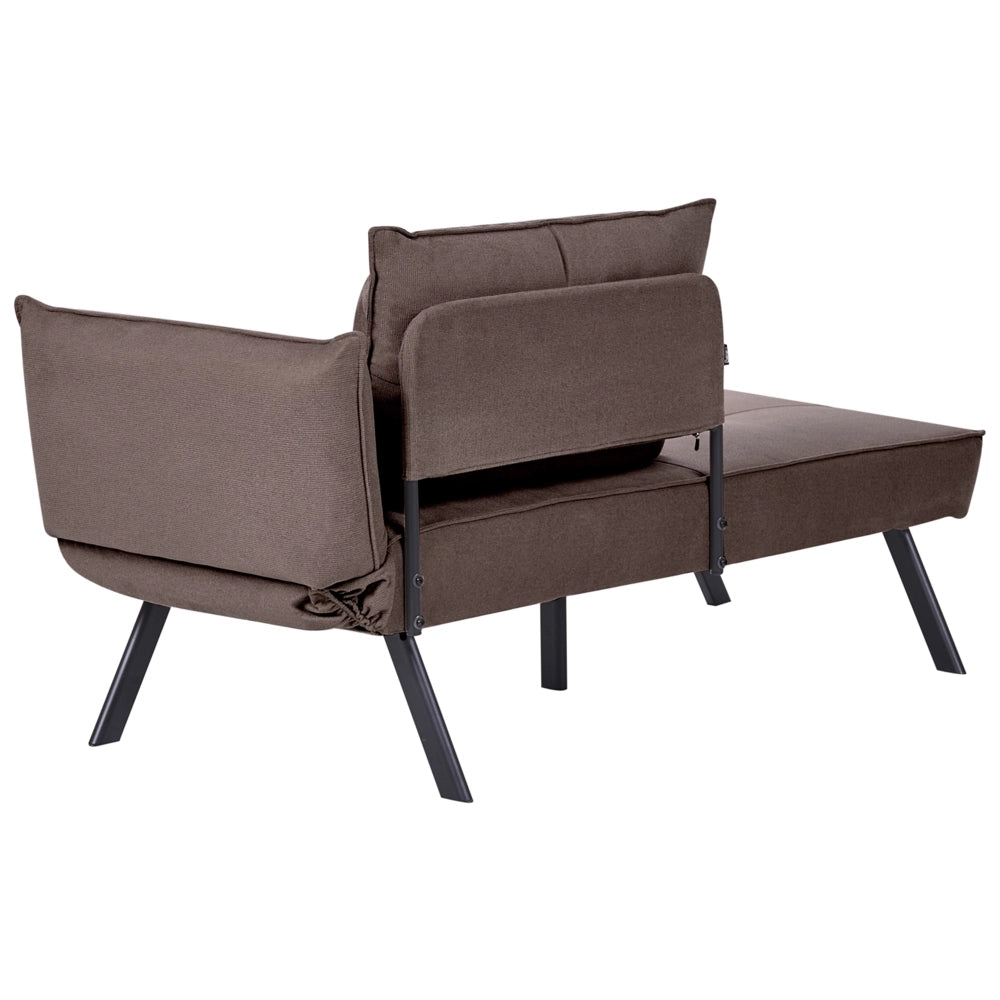 Chaise longue destra in tessuto marrone con schienale regolabile e funzione letto con cuscino idrorepellente
