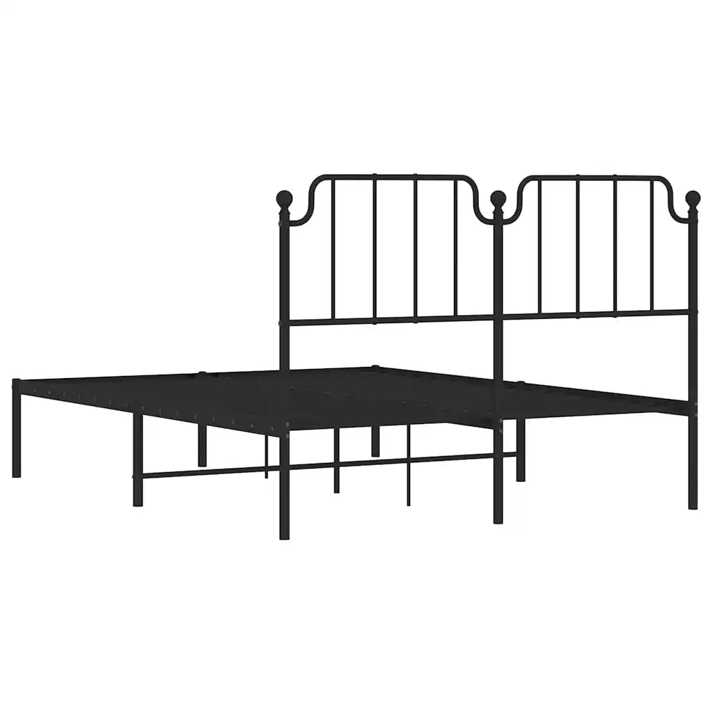 Giroletto con Testiera in Metallo Nero 150x200 cm 373889