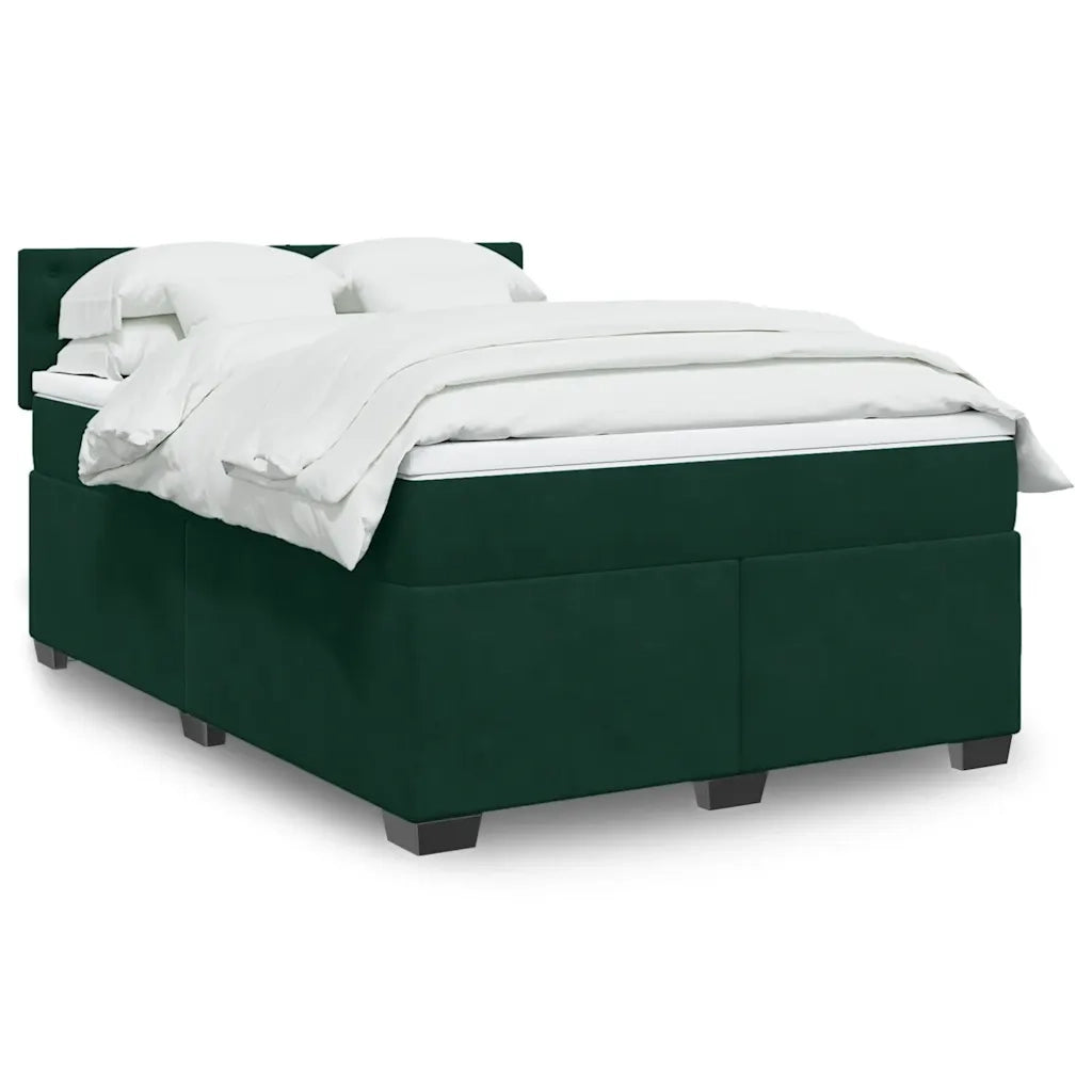 Giroletto a Molle con Materasso Verde Scuro 140x200 cm Velluto