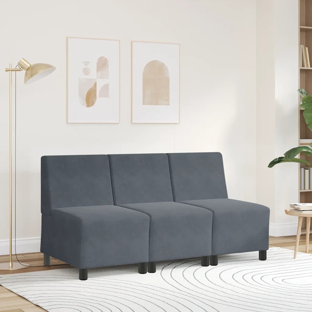 Divano Sedia senza Braccioli Grigio Scuro 55 cm Velluto