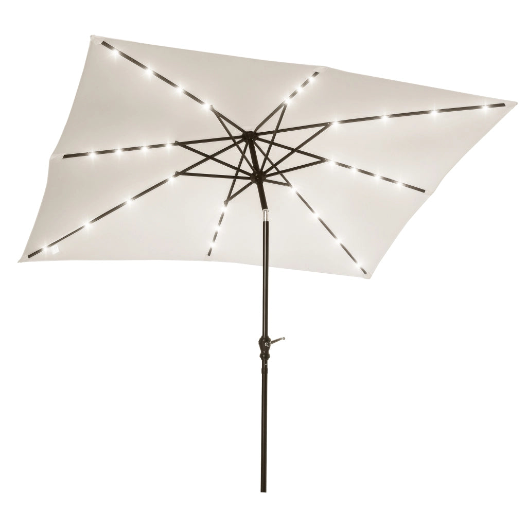 Parasole da giardino rettangolare 3x2m inclinabile LED solare ¨C zephmum ¨C acciaio poliestere crema