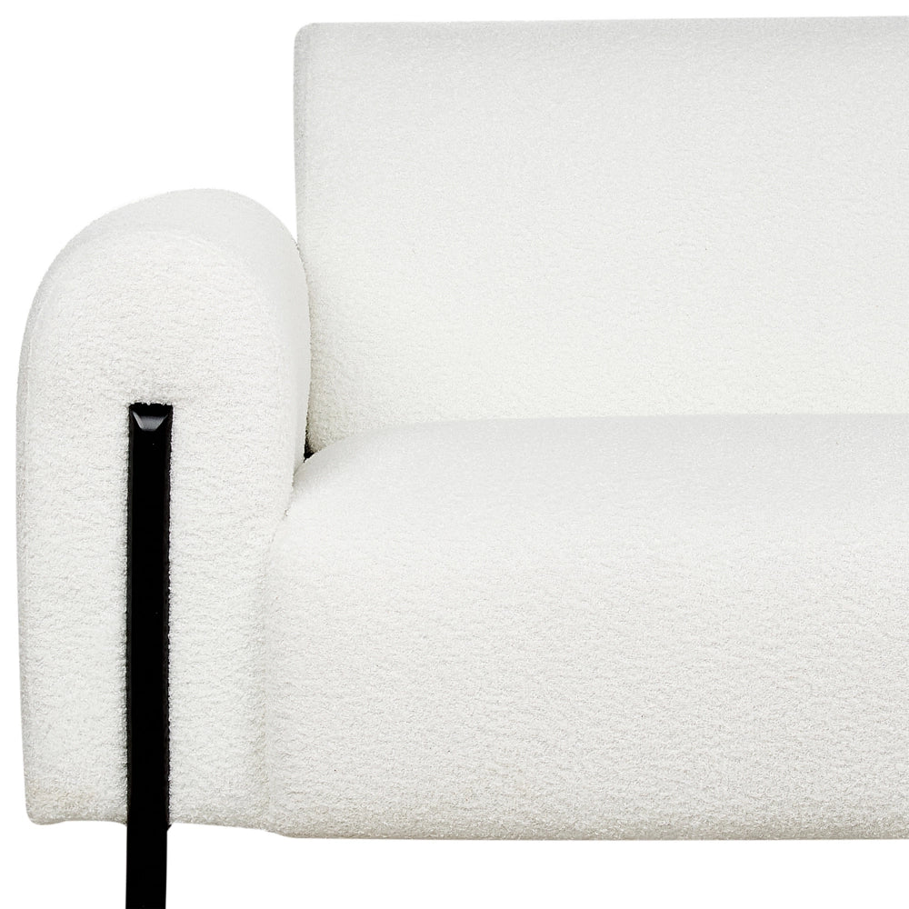 Divano 3 posti rivestito in tessuto bouclè bianco schienale regolabile stile moderno