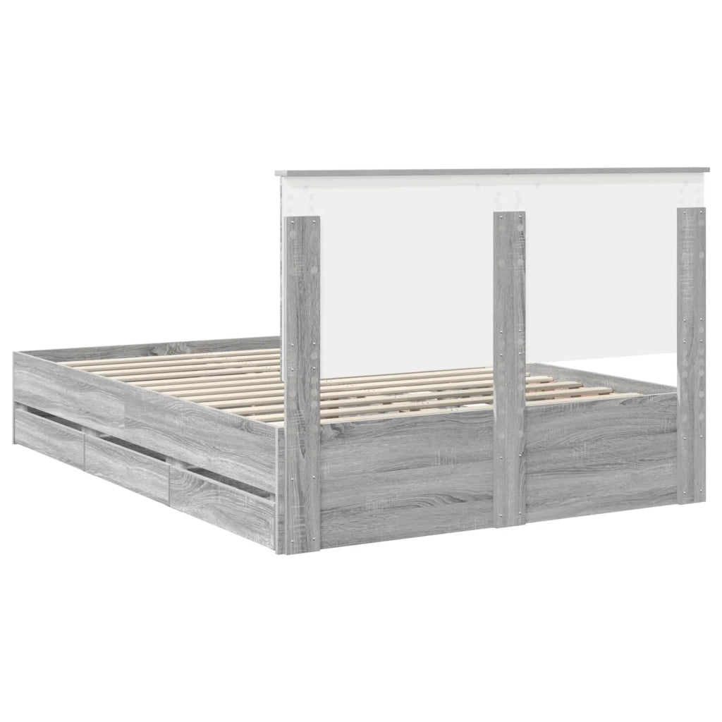 Struttura del letto con cassetto Grigio Sonoma 140 x 190 cm 3409459