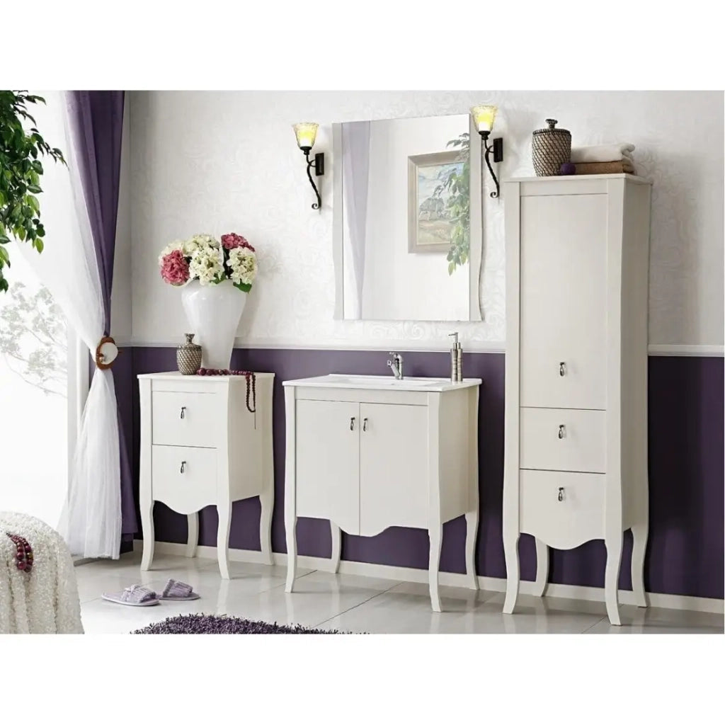 Specchio bagno bianco rettangolare 80x60 cm con cornice sottile design