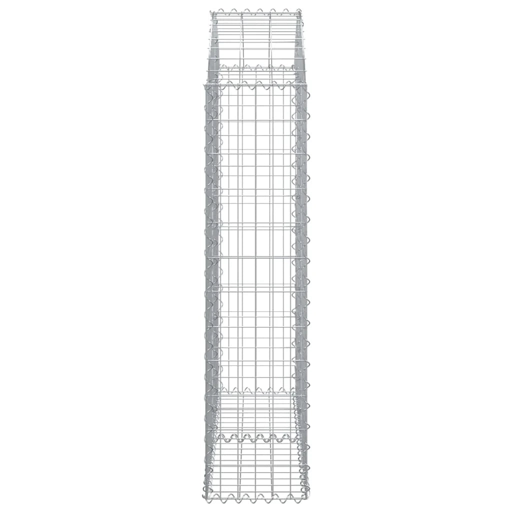 Cesto gabbione recinzione a gabbia muro di contenimento ad arco 100 x 30 x 120/140 cm ferro zincato argento 02_0039951