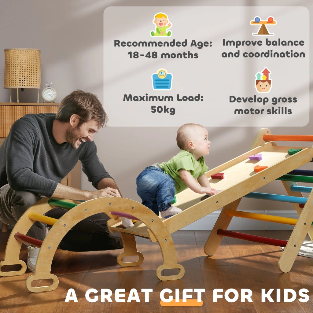 Gioco per Bambini 5 in 1 Triangolo e Arco Montessori Rampa per Arrampicata