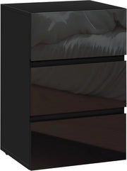 Comodino per Camera da Letto, Mobiletto Nero con 3 Cassetti, Cassettiera Piccola Salvaspazio in Legno, con Guide Metalliche, Design Moderno, 40x35x62cm, 0014CTG