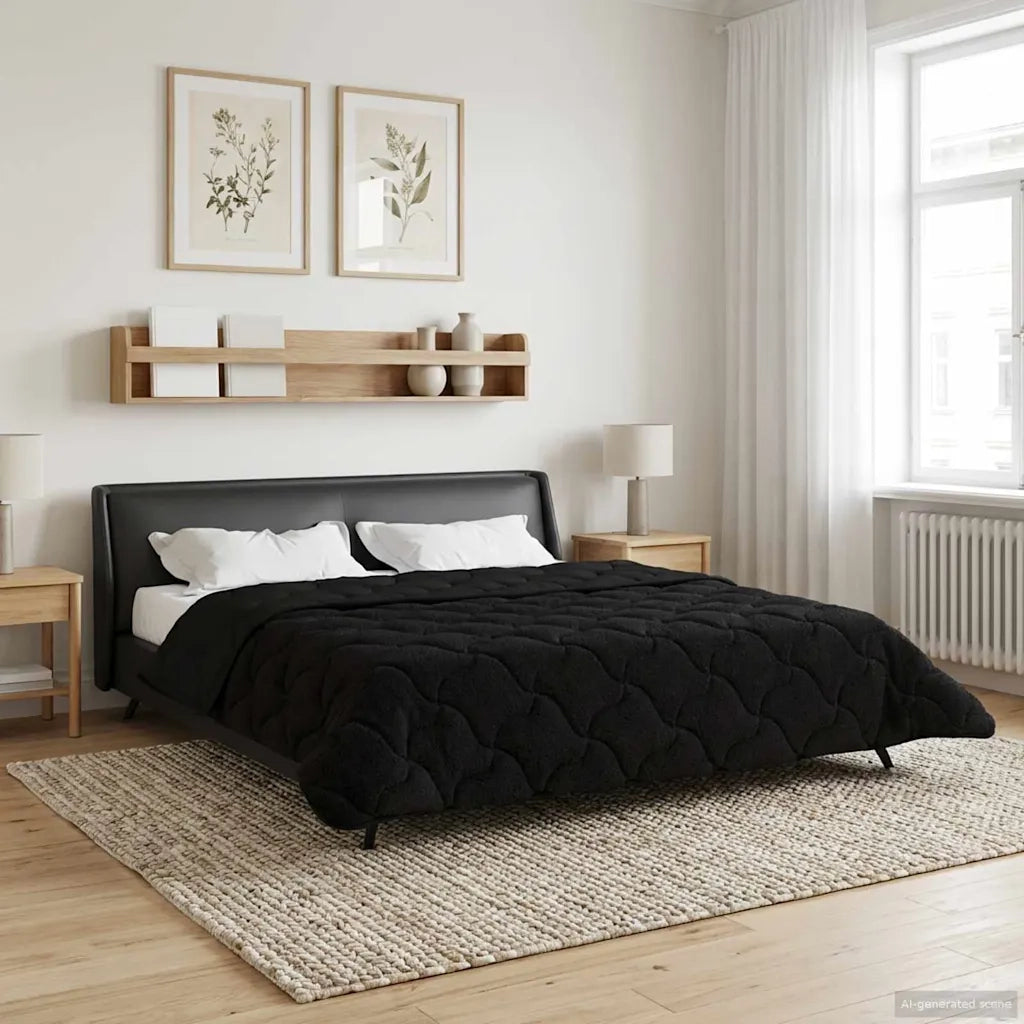 Duvet Estivo Nero 240 x 260 cm Microfibra e Fleece Teddy 42026192