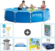 Piscina a forma di cerchio - 305 x 76 cm - Blu - Inclusa pompa, telo di copertura, kit di manutenzione, telo solare - 7 pezzi