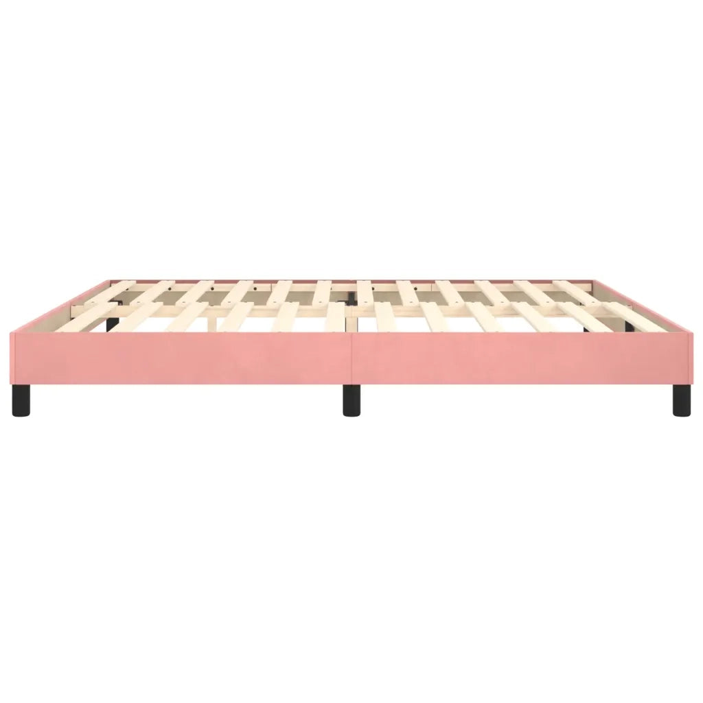 Struttura Letto a Rete a Molle-Giroletto Rosa 200x200 cm in Velluto 487056