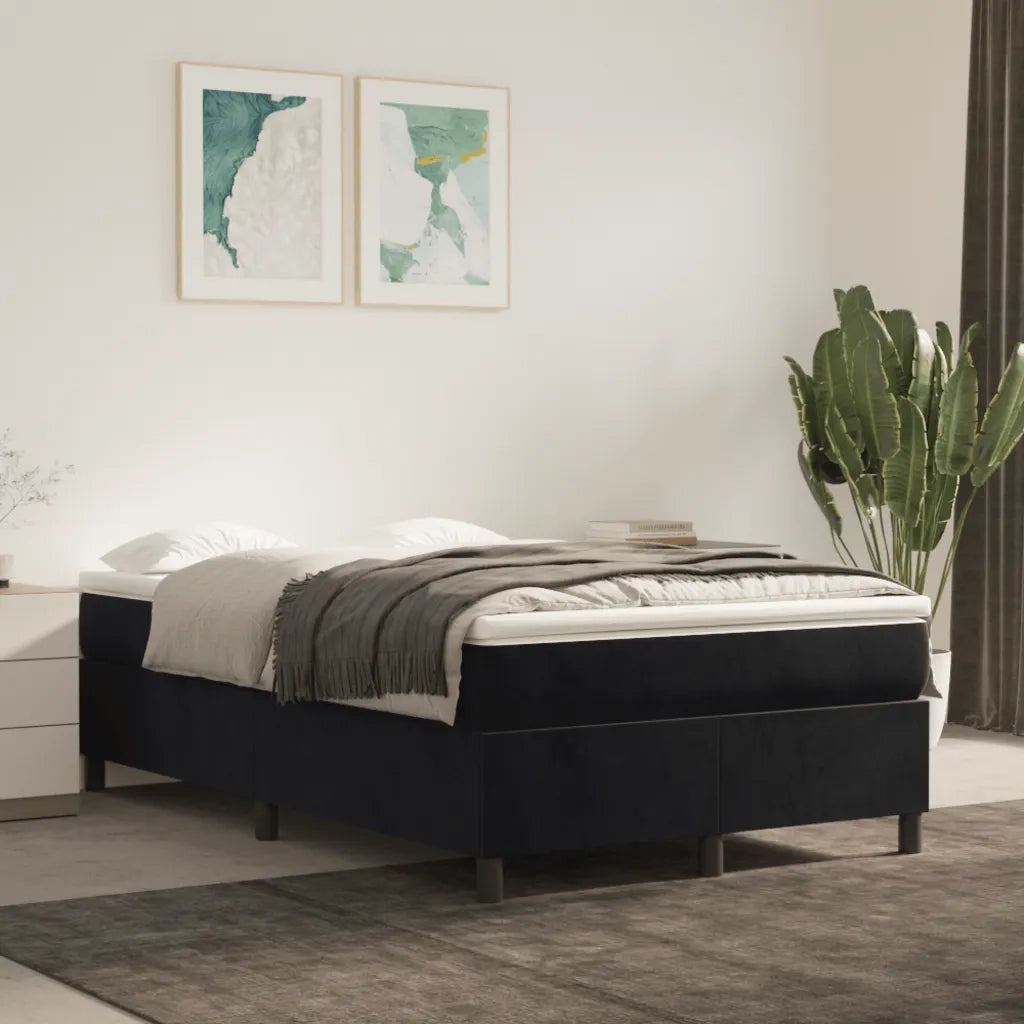 Giroletto a Molle con Materasso Nero 120x190 cm in Velluto 3269705