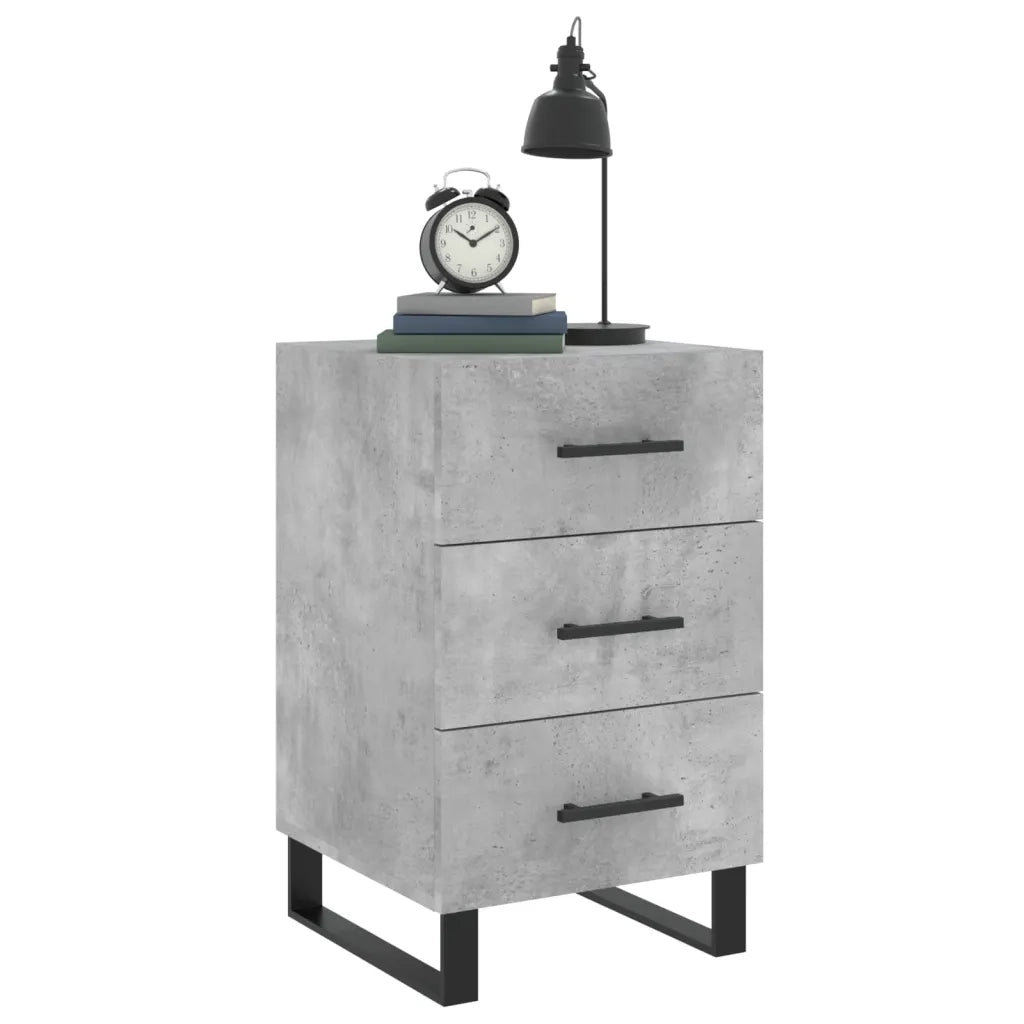 Comodino | Armadio da Notte | Mobiletto da notte Grigio Cemento 40x40x66 cm in Legno Multistrato