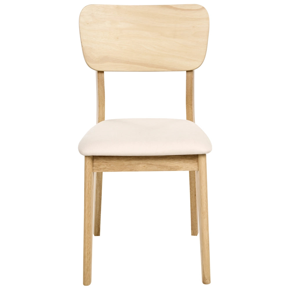 Set di 2 sedie da pranzo Marrone chiaro Seduta imbottita Poliestere Gomma Struttura in legno Stile retrò Sala da pranzo