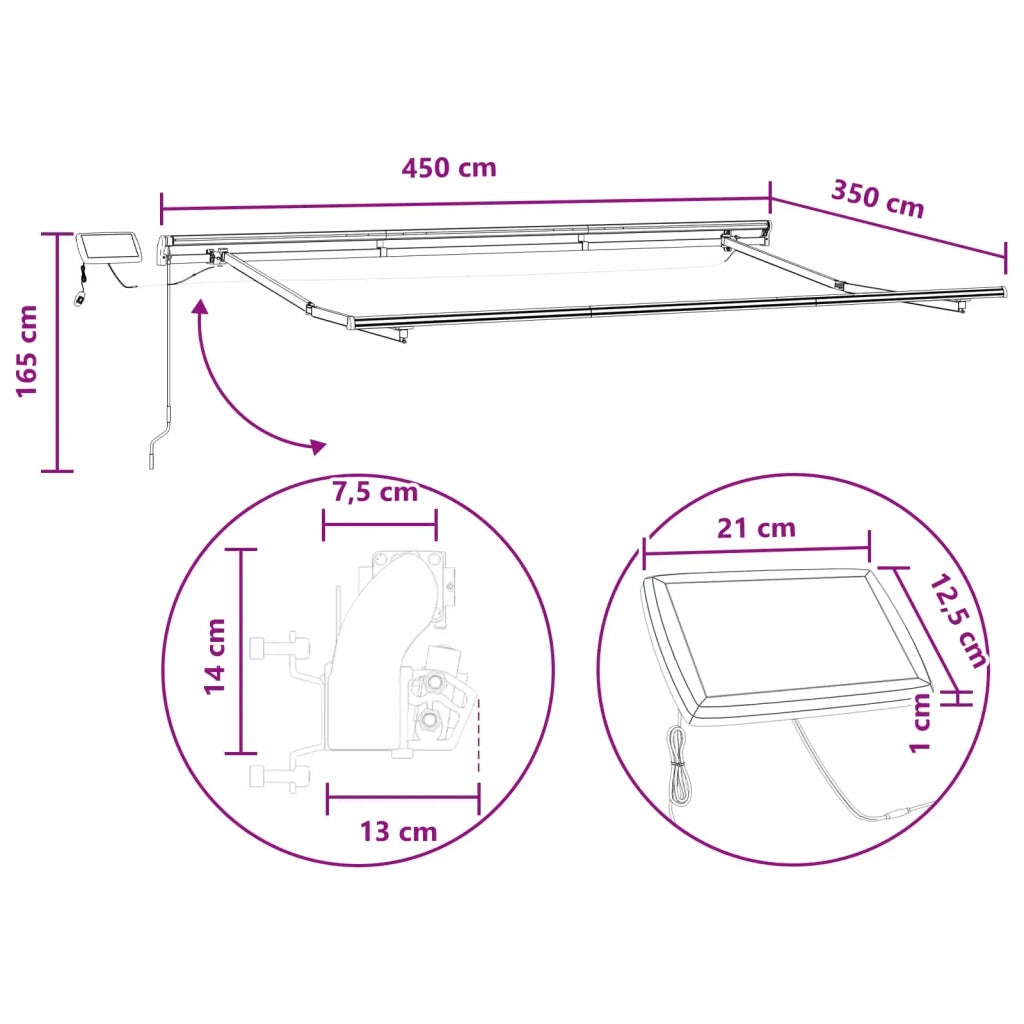 Tenda retrattile Tortora 450 × 350 cm Tessuto e Alluminio 3426272
