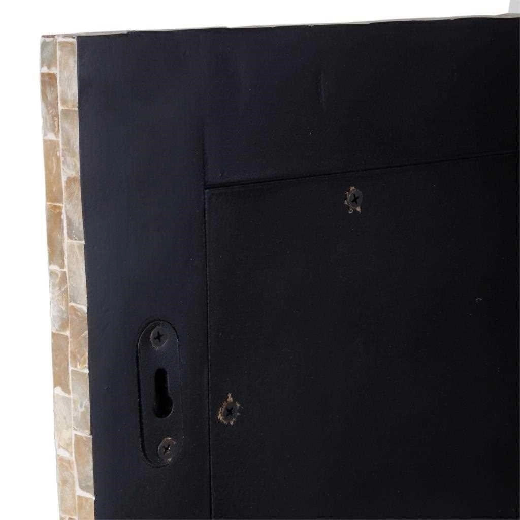 Specchio quadrato in legno rifinito in capiz marrone 52x52x03h